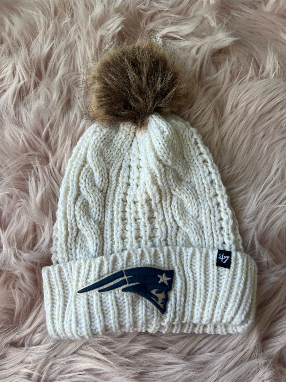 '47 Brand Cream Cable Knit Beanie New England Patriots NWT